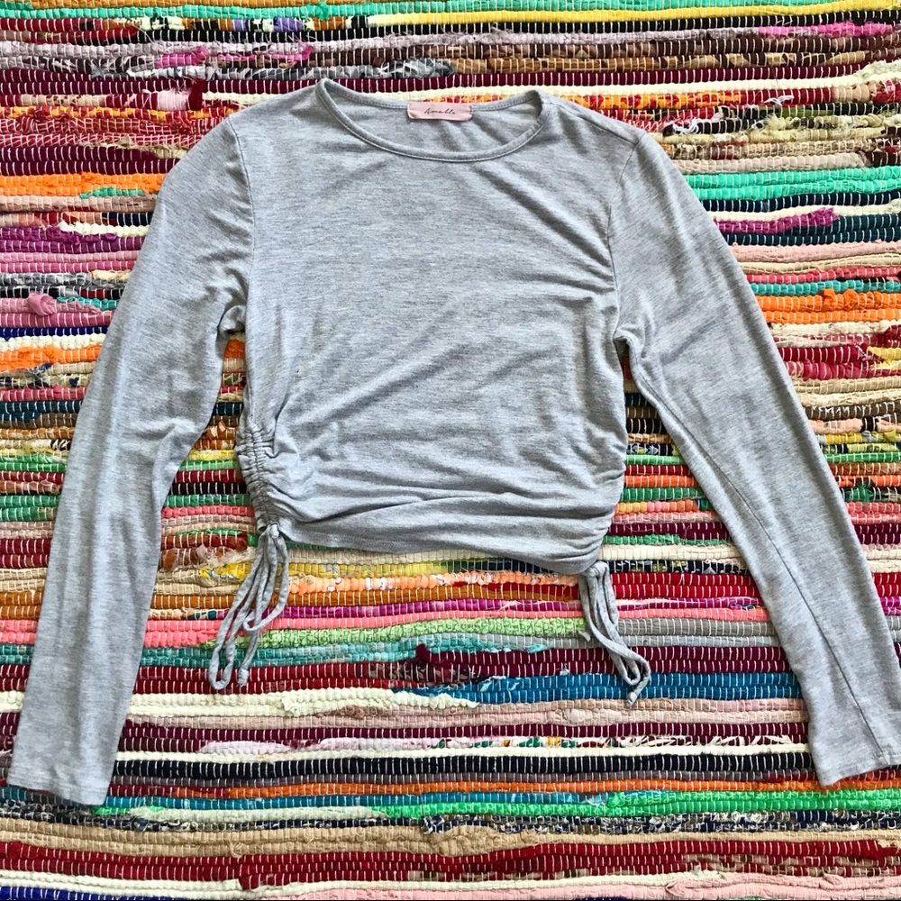 Amable ~ Ruched grey crop top